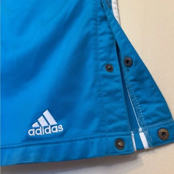 Adidas track pants vintage breakaway pants blue striped buttons snaps medium - Picture 4 of 6